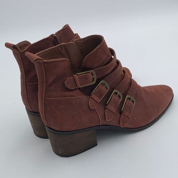 Lucky Brand equestrian style Suede Ankle Boots - Rust colored size 8.5 - Picture 7 of 12